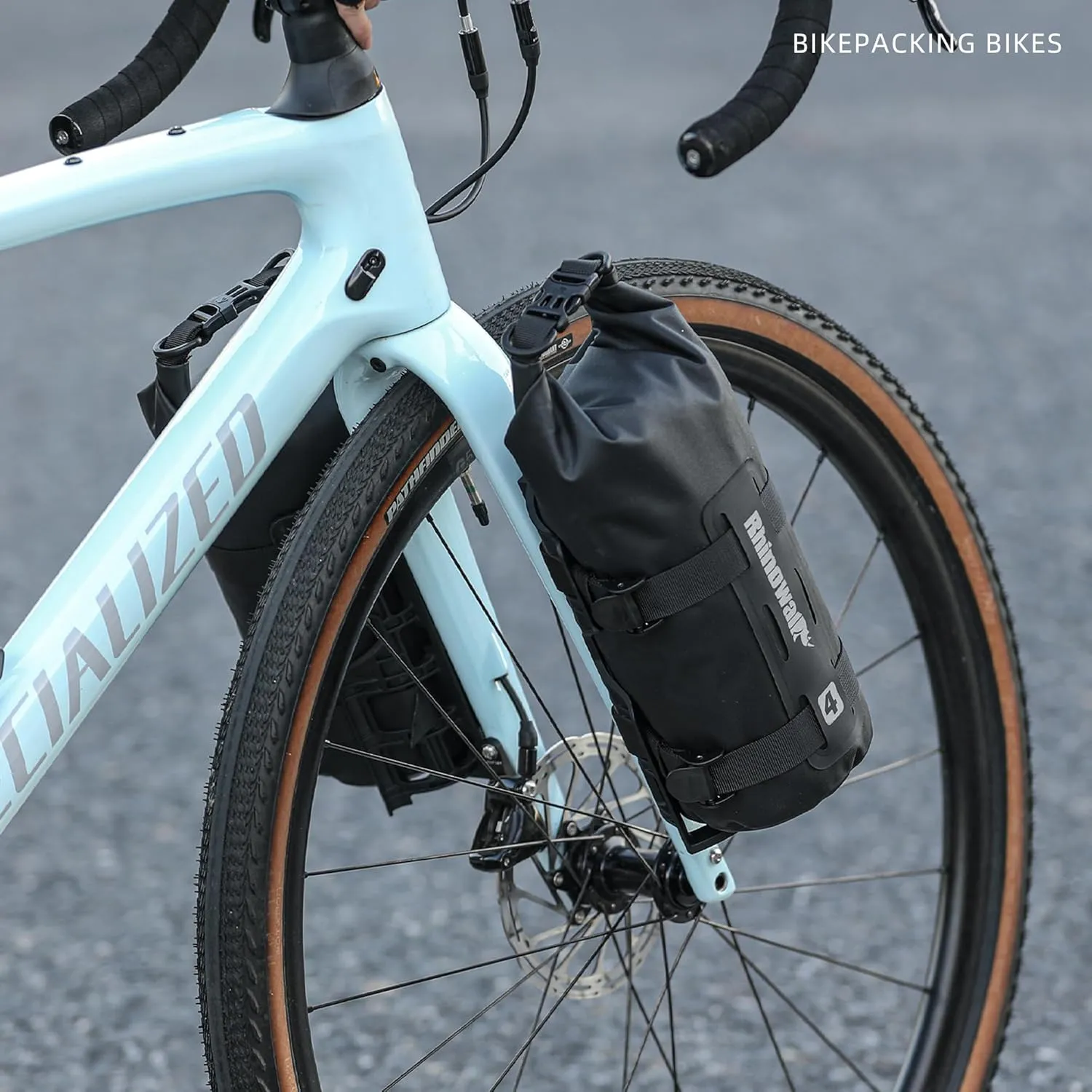 Rhinowalk Bike Front Fork Bag - Waterproof Pannier Saddle Bag - 4L for Mountain & Road Bikes - Black