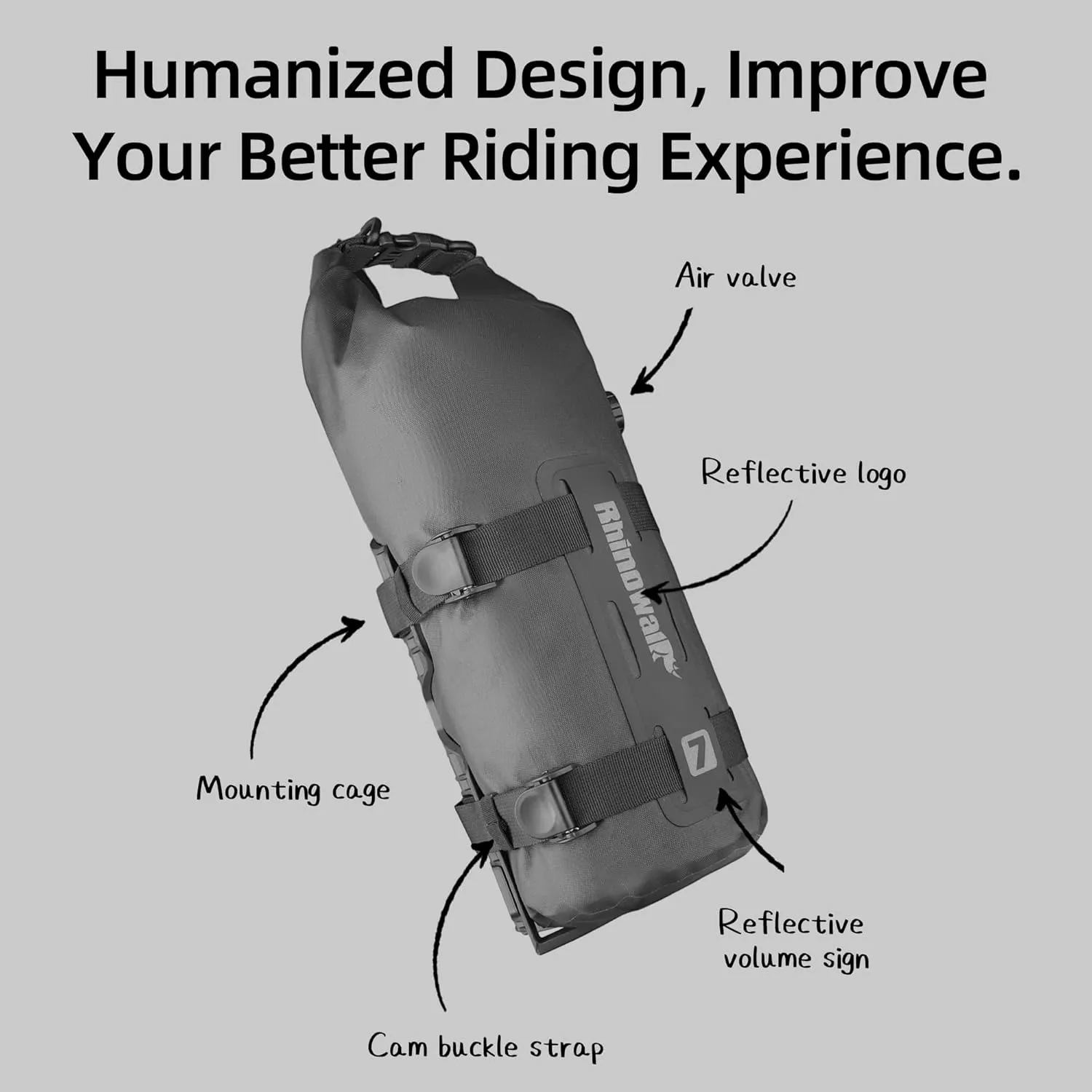 Rhinowalk Bike Front Fork Bag - Waterproof Pannier Saddle Bag - 4L for Mountain & Road Bikes - Black