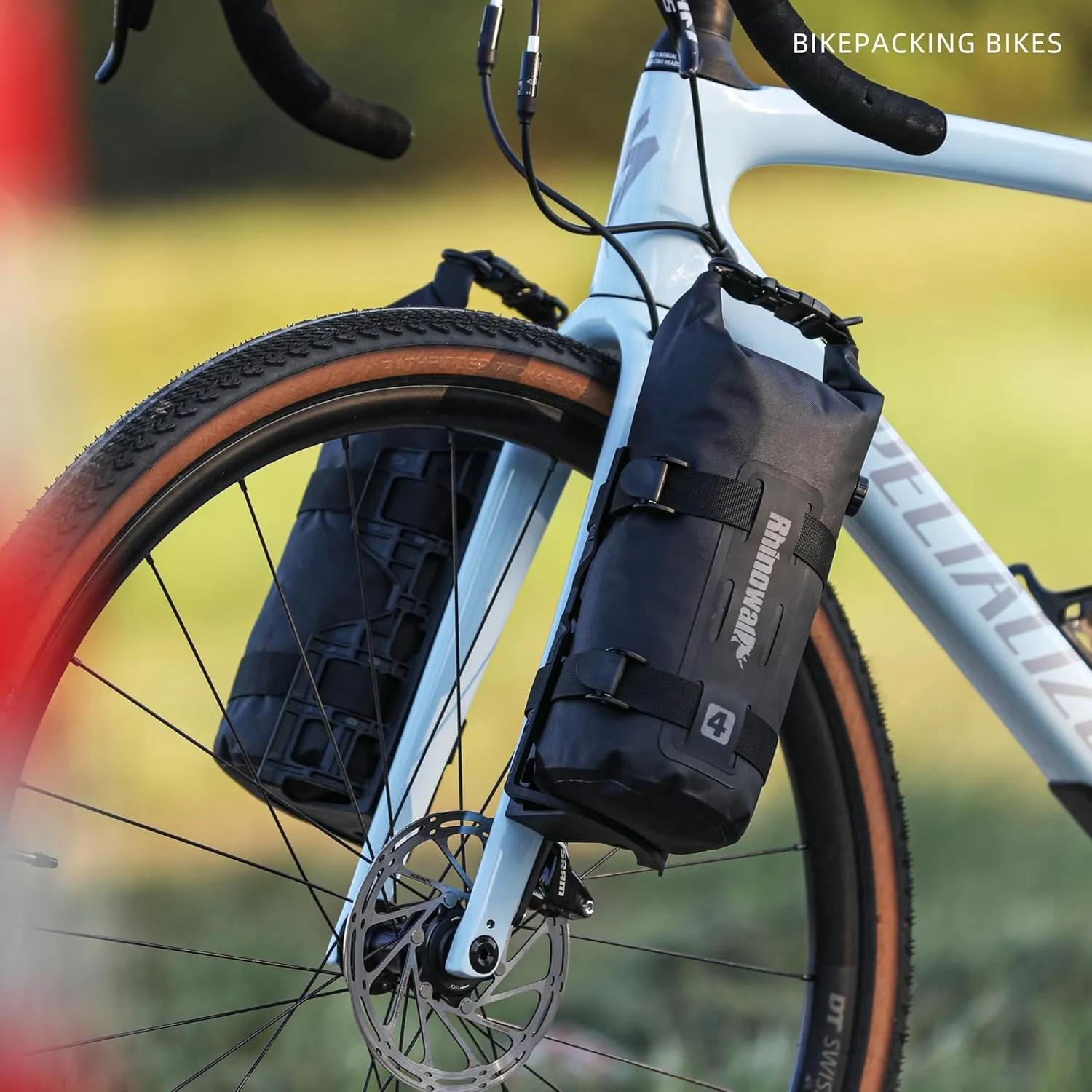 Rhinowalk Bike Front Fork Bag - Waterproof Pannier Saddle Bag - 4L for Mountain & Road Bikes - Black