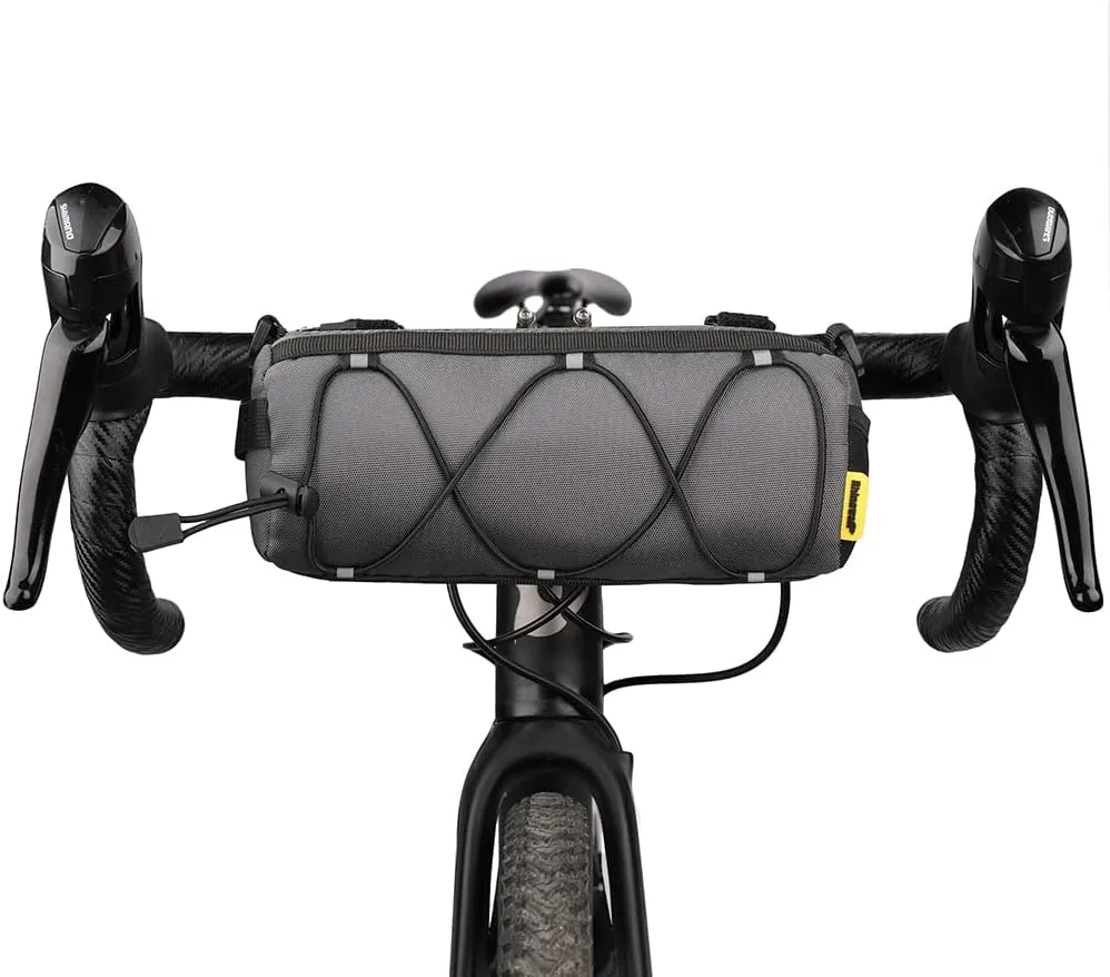 Rhinowalk Bike Handlebar Bag, Bicycle Front Bag Frame Storage Roll Bag Mountain Road Bikes Commuter Shoulder Bag Professional Cycling Accessories-Gray