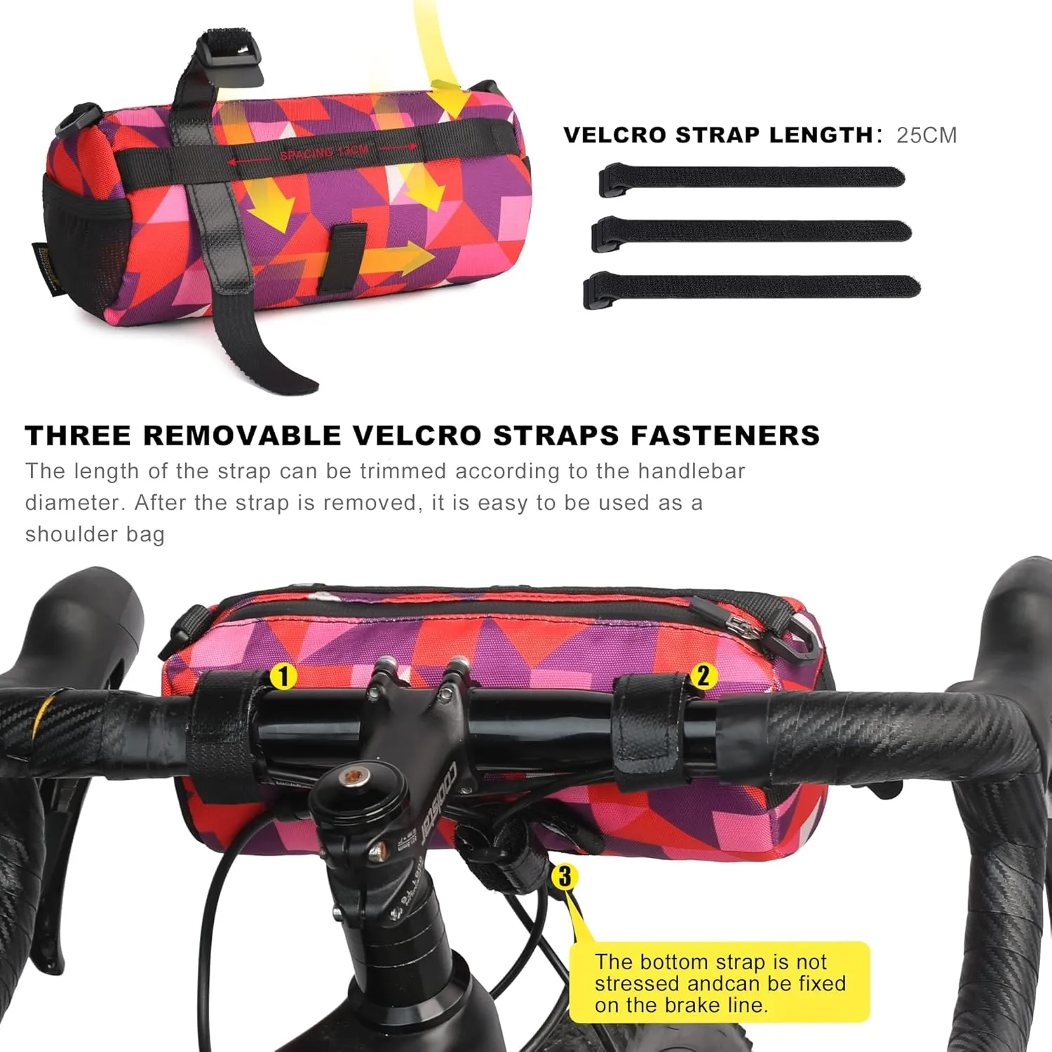 Rhinowalk Bike Handlebar Bag, Bicycle Front Bag Frame Storage Roll Bag Mountain Road Bikes Commuter Shoulder Bag Professional Cycling Accessories