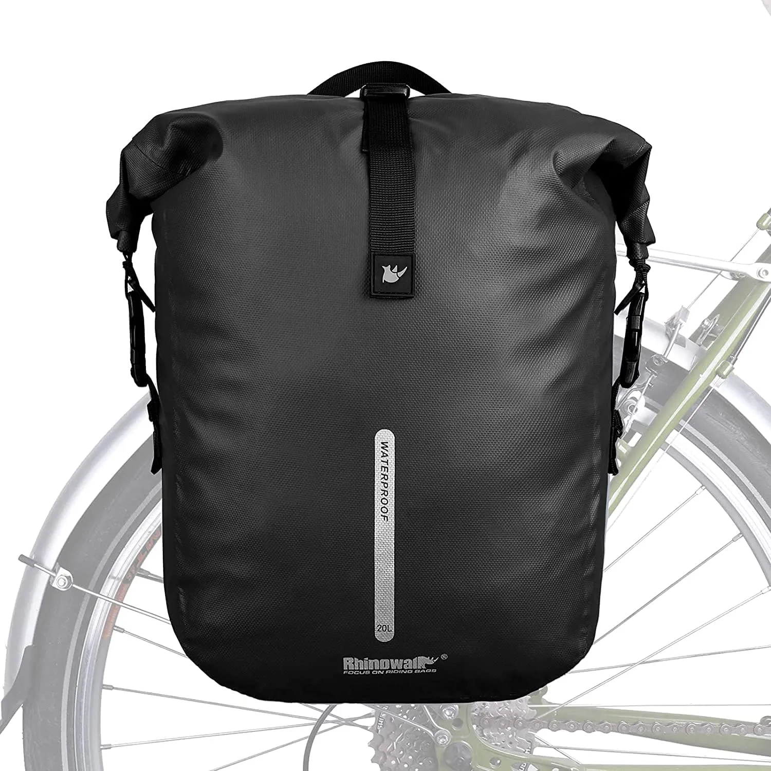 Rhinowalk Bike Pannier Bag, Waterproof Rack Bicycle Bag 20L, Bike Bag Shoulder Bag Laptop Pannier Backpack Professional Cycling Accessories