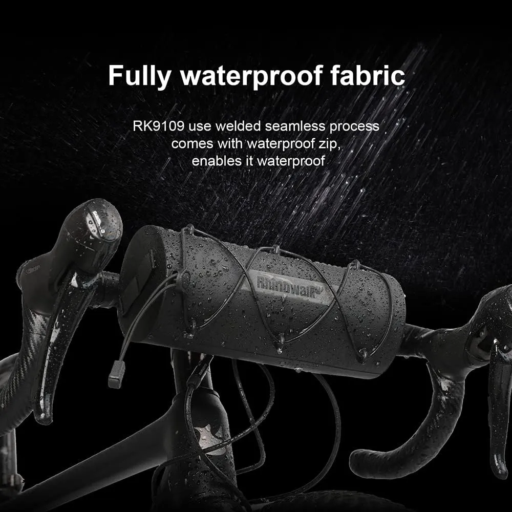 Rhinowalk Bike Waterproof Handlebar Bag, Bicycle Front Bag Fram Storage Roll Bag Mountain Road Bikes Commuter Shoulder Bag Professional Cycling Accessories-Black