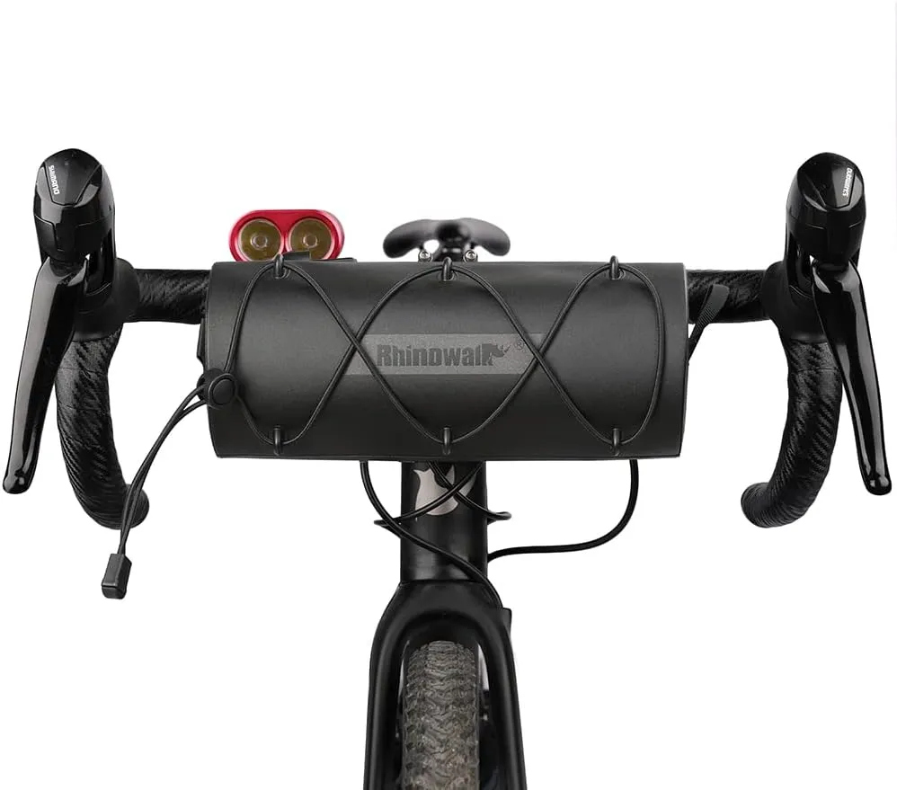 Rhinowalk Bike Waterproof Handlebar Bag, Bicycle Front Bag Fram Storage Roll Bag Mountain Road Bikes Commuter Shoulder Bag Professional Cycling Accessories-Black