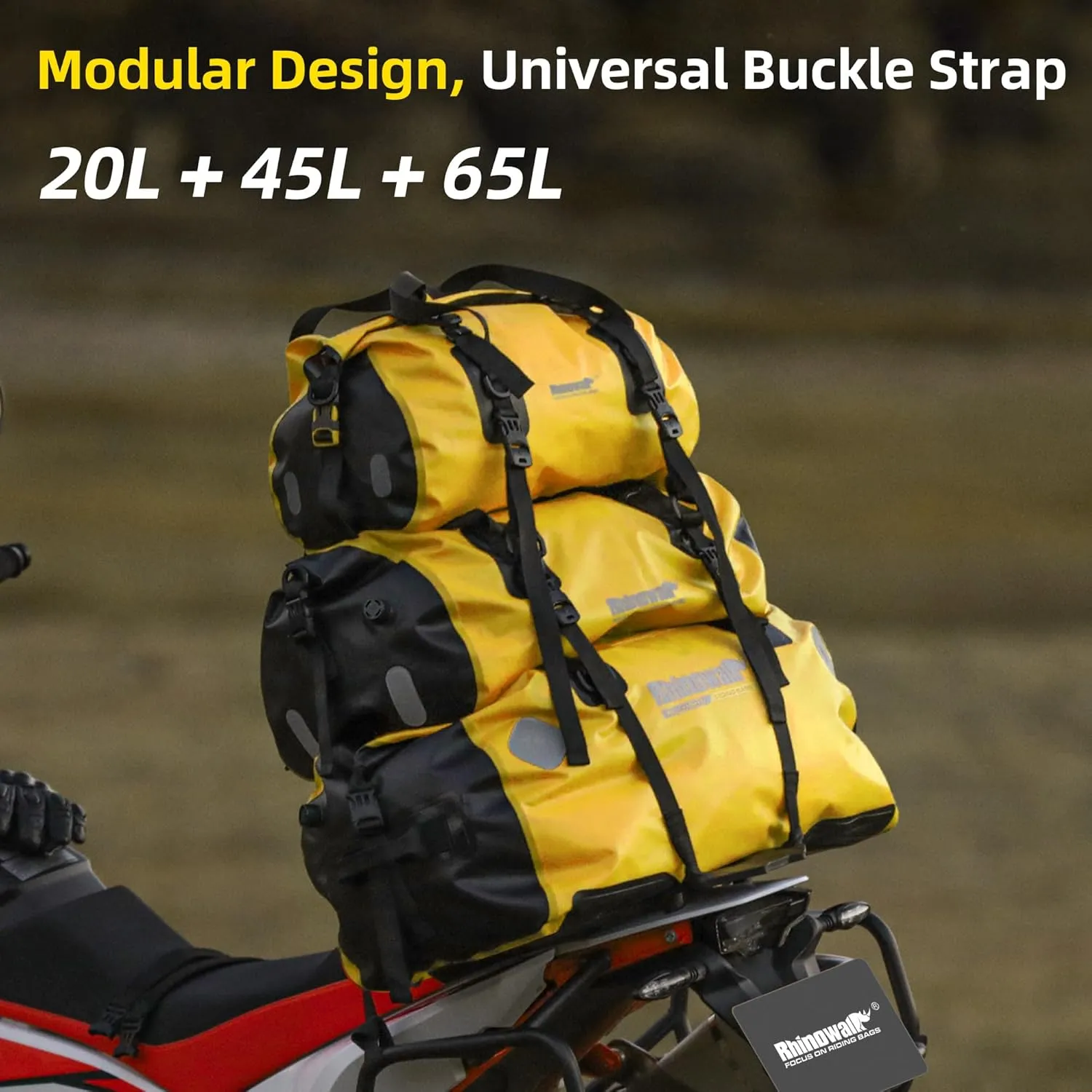Rhinowalk Waterproof Duffle Dry Bag 20L Bike Bag Motorcycle Tail Bag Motor Travel Luggage for Camping, Boating, Cycling, Motorcycle-Black