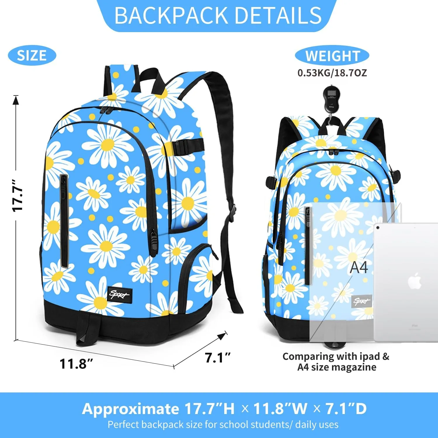 rickyh style School Backpack Travel Bag for Men & Women Lightweight College Back Pack with Laptop Compartmen
