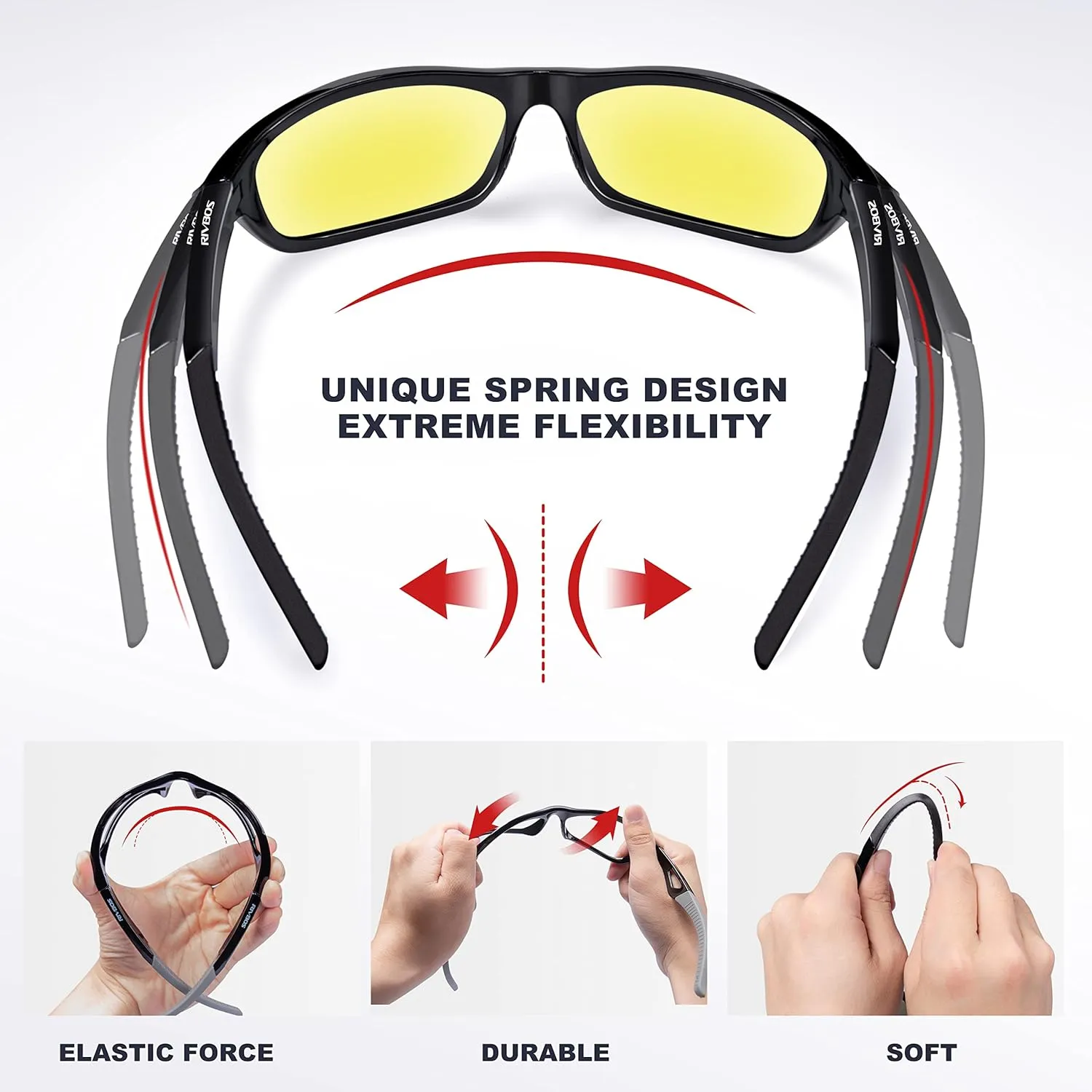 RIVBOS Polarized Sports Sunglasses Driving Sun Glasses Shades for Men Women Tr90 Frame for Cycling Fishing Running RB831
