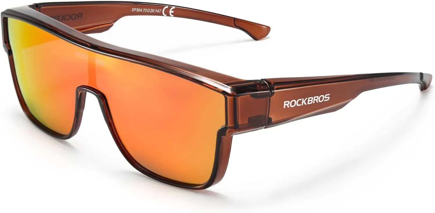 ROCKBROS Polarized Fit Over Glasses Sunglasses 100% UV400 Protection for Men Women,Wrap Around Sunglasses for Driving Cycling