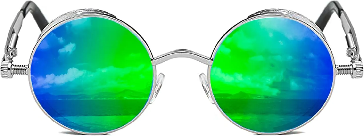 ROCKNIGHT Gothic Steampunk Round Polarized UV400 Protection Sunglasses Unisex Street Outdoor 48mm