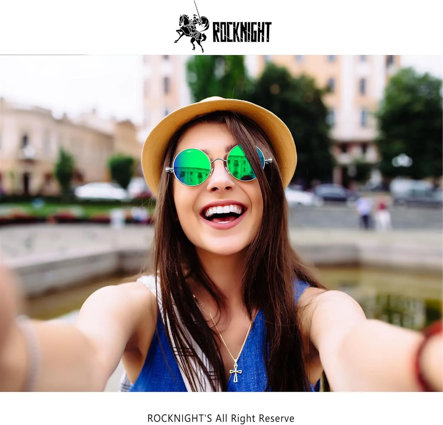 ROCKNIGHT Gothic Steampunk Round Polarized UV400 Protection Sunglasses Unisex Street Outdoor 48mm