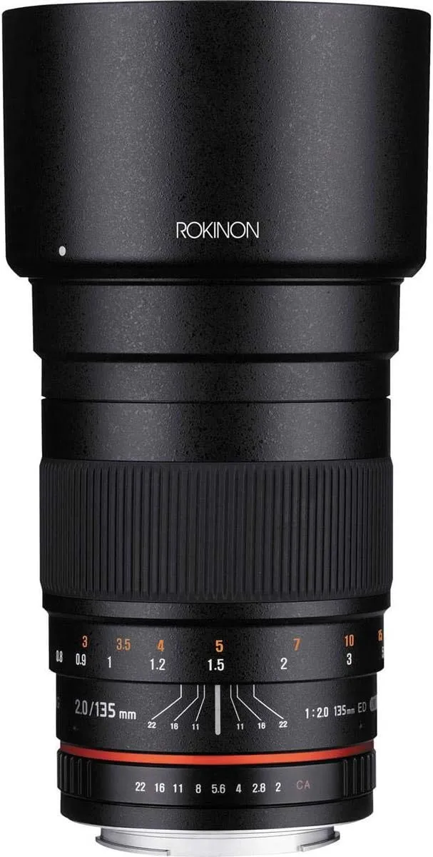 Rokinon 135mm F2.0 Telephoto Lens for Nikon with Chip