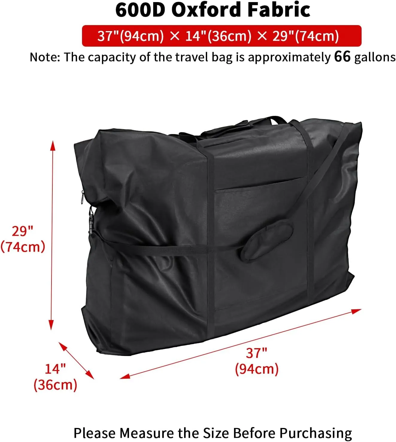 Rollator Travel Bag - Waterproof Travel Bag for Medline Large 500LB Folding Walker Transport Chair Portable Large Duffel Bag Carry Case for Car and Airplane Traveling(37"L x 14"D x 29"H)