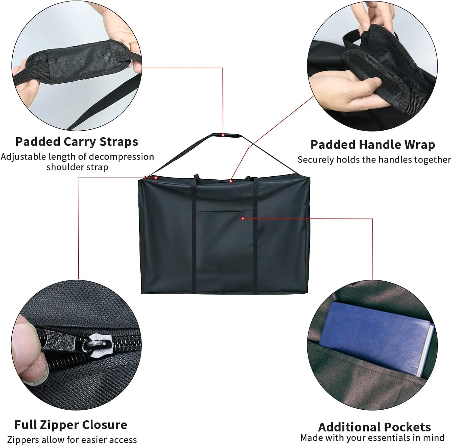 Rollator Travel Bag - Waterproof Travel Bag for Medline Large 500LB Folding Walker Transport Chair Portable Large Duffel Bag Carry Case for Car and Airplane Traveling(37"L x 14"D x 29"H)