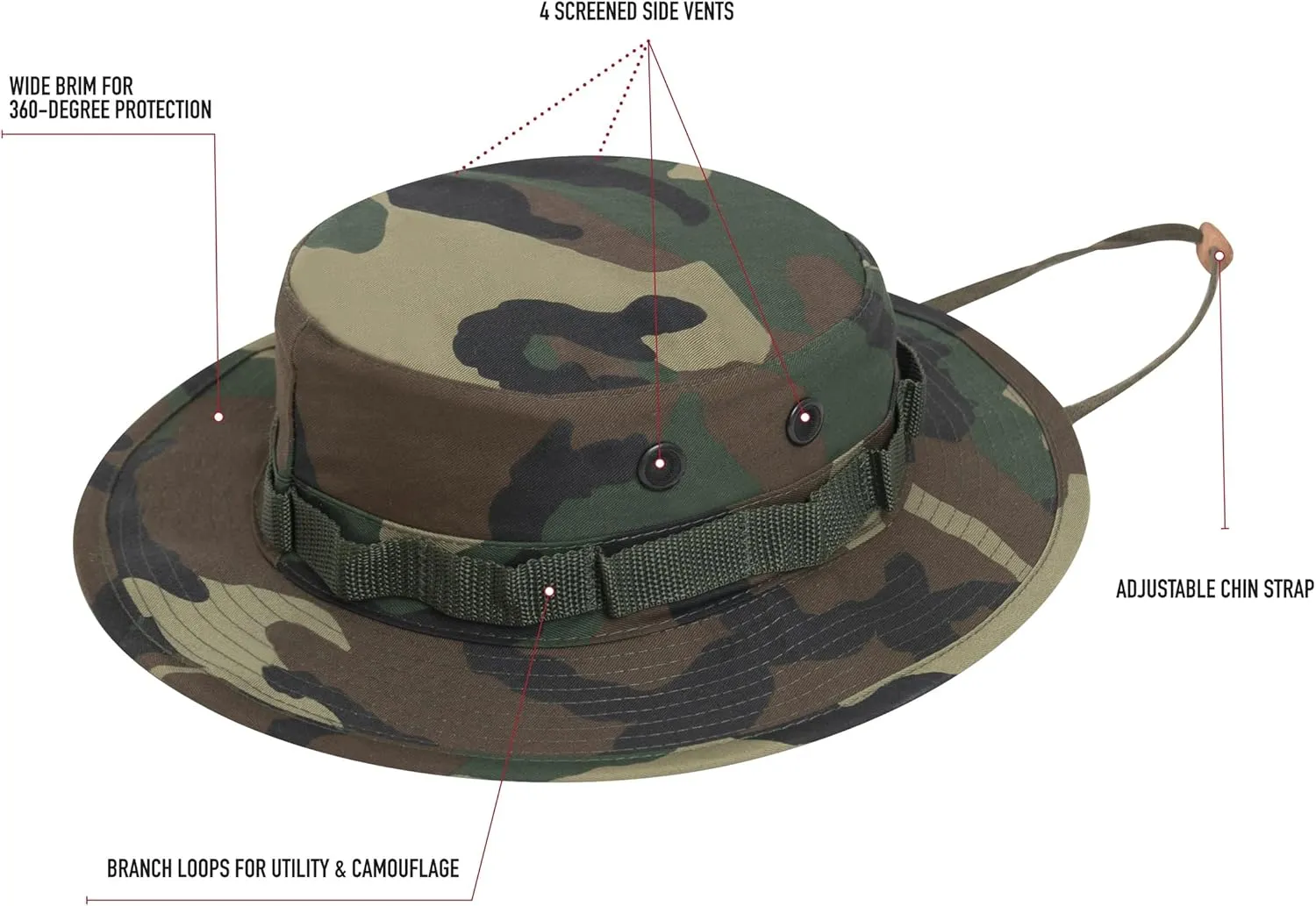 Rothco Camo Boonie Hat Bucket Hat Military Hat