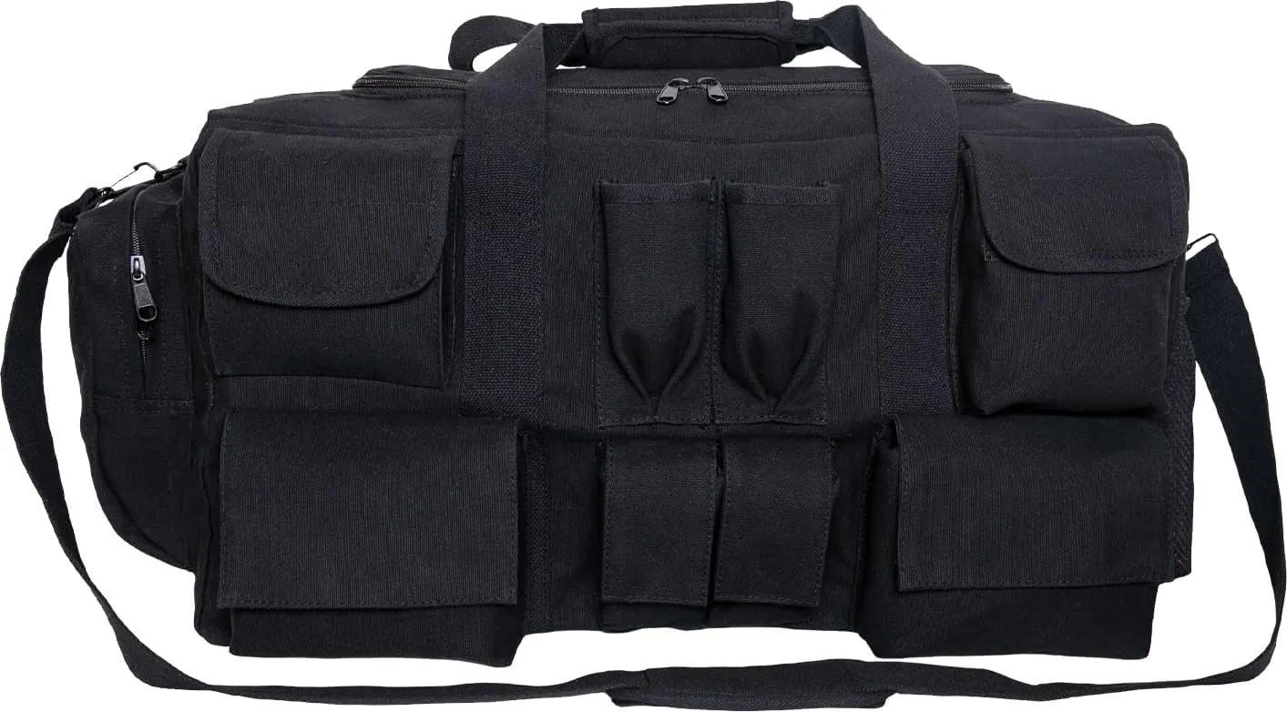 Rothco Cotton Canvas Pocketed Tactical Range Gear Bag, Black