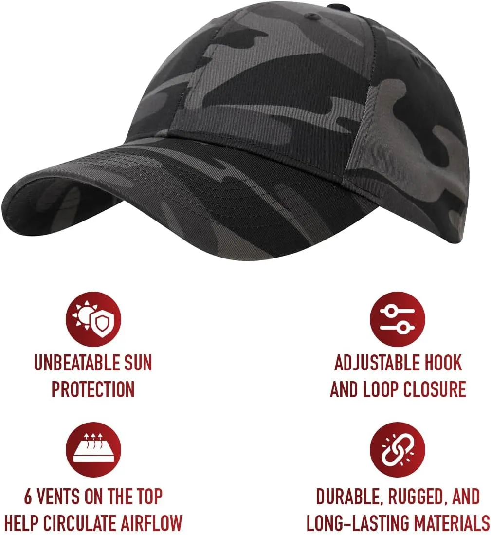 Rothco Supreme Camo Low Profile Cap – Adjustable Rugged Outdoor Baseball Hat