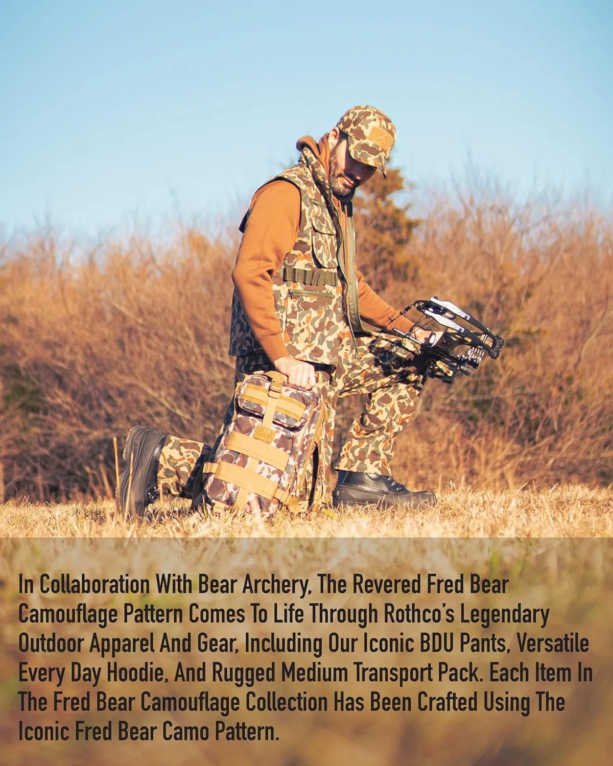 Rothco X Bear Archery Fred Bear Camo Ranger Vest – Tactical Vest with 10 Utility Pockets