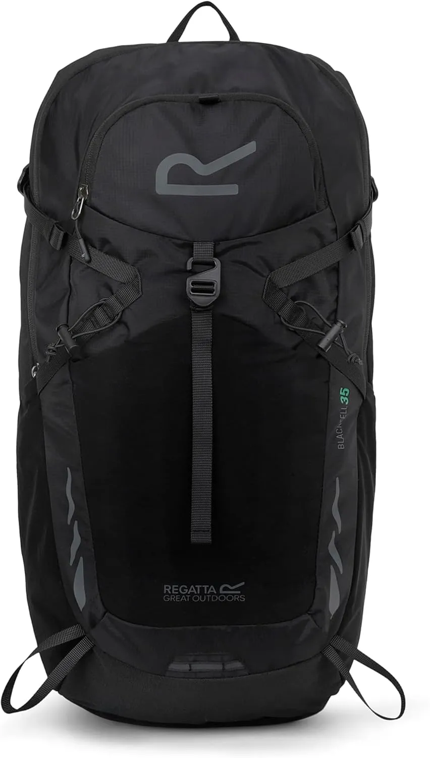 Rucksack Blackfell 35L, Reflective with Metal Frame Support - Perfect for Walking, Hiking, Camping & Trekking, Black, L, Casual