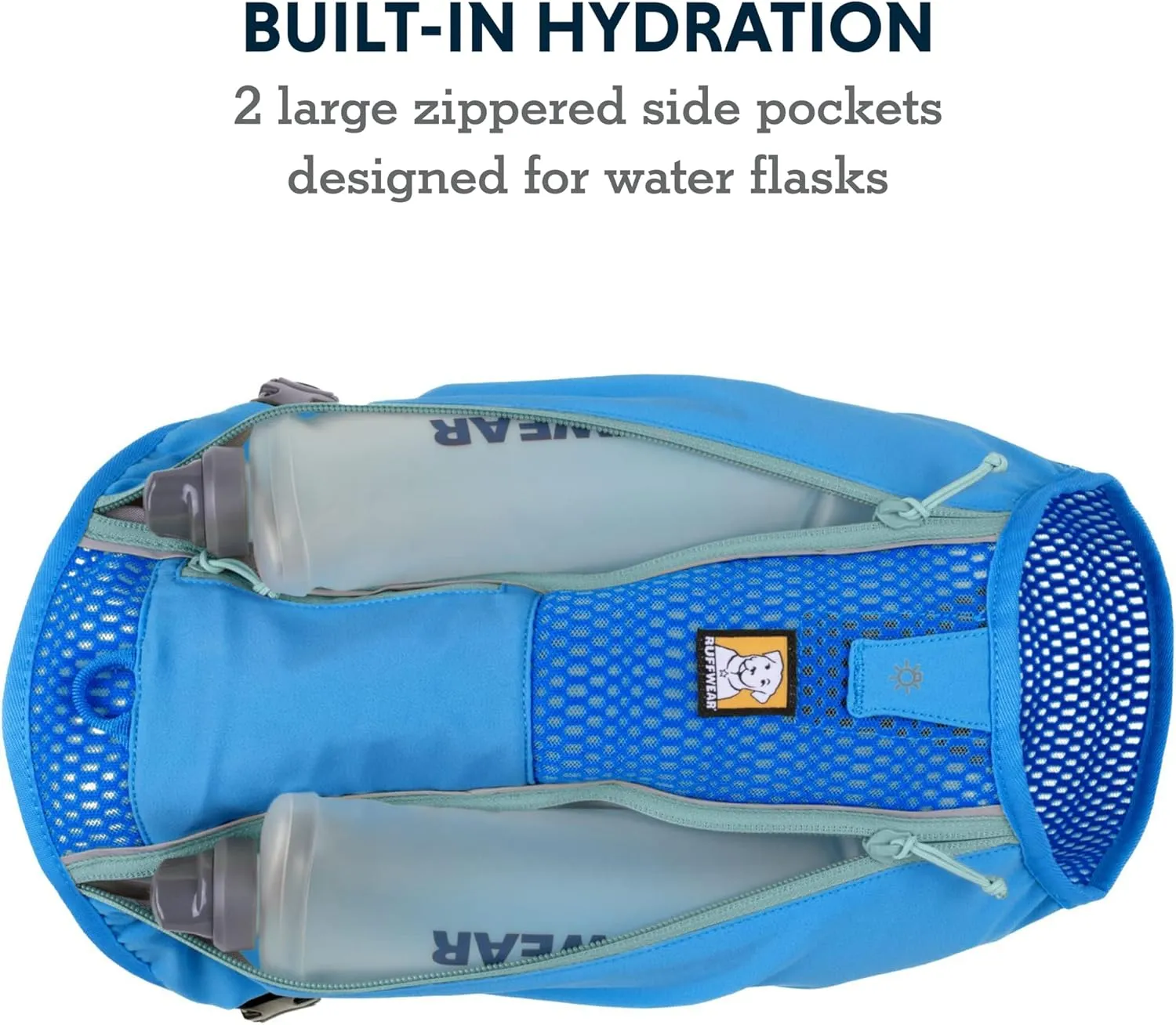 Ruffwear, Trail Runner Running Vest, with Hydration Bladder, Blue Pool, Medium