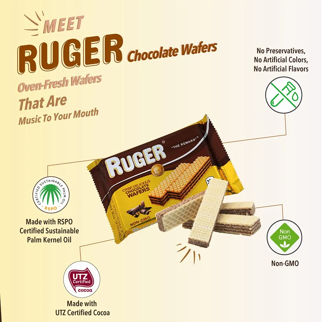 Ruger Austrian Wafers, Chocolate, 2.125 OZ (Pack of 48)