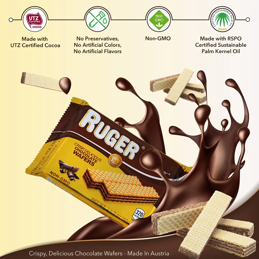 Ruger Austrian Wafers, Chocolate, 2.125 OZ (Pack of 48)