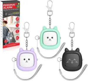 Safe Sound Personal Alarm,3 Pack130 dB Loud Siren Song Emergency Self-Defense Security Alarm Keychain with LED Light, Personal Sound Safety Siren for Women, Men, Children, Elderly (Black/Purple/Green)