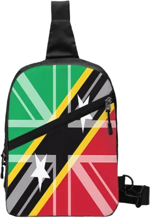 Saint Kitts Nevis UK Flag Crossbody Bag Portable Sling Bags Foldable Chest Daypack Reusable Sports Shoulder Backpack Diagonally Casual Rucksack Travel Bag