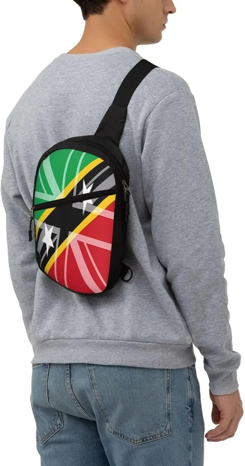Saint Kitts Nevis UK Flag Crossbody Bag Portable Sling Bags Foldable Chest Daypack Reusable Sports Shoulder Backpack Diagonally Casual Rucksack Travel Bag