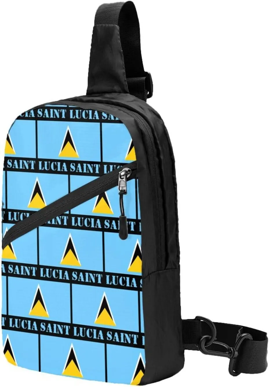 Saint Lucian Lucia Flag Crossbody Bag Portable Sling Bags Foldable Chest Daypack Reusable Sports Shoulder Backpack Diagonally Casual Rucksack Travel Bag