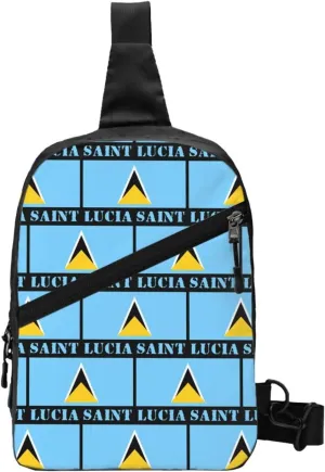Saint Lucian Lucia Flag Crossbody Bag Portable Sling Bags Foldable Chest Daypack Reusable Sports Shoulder Backpack Diagonally Casual Rucksack Travel Bag