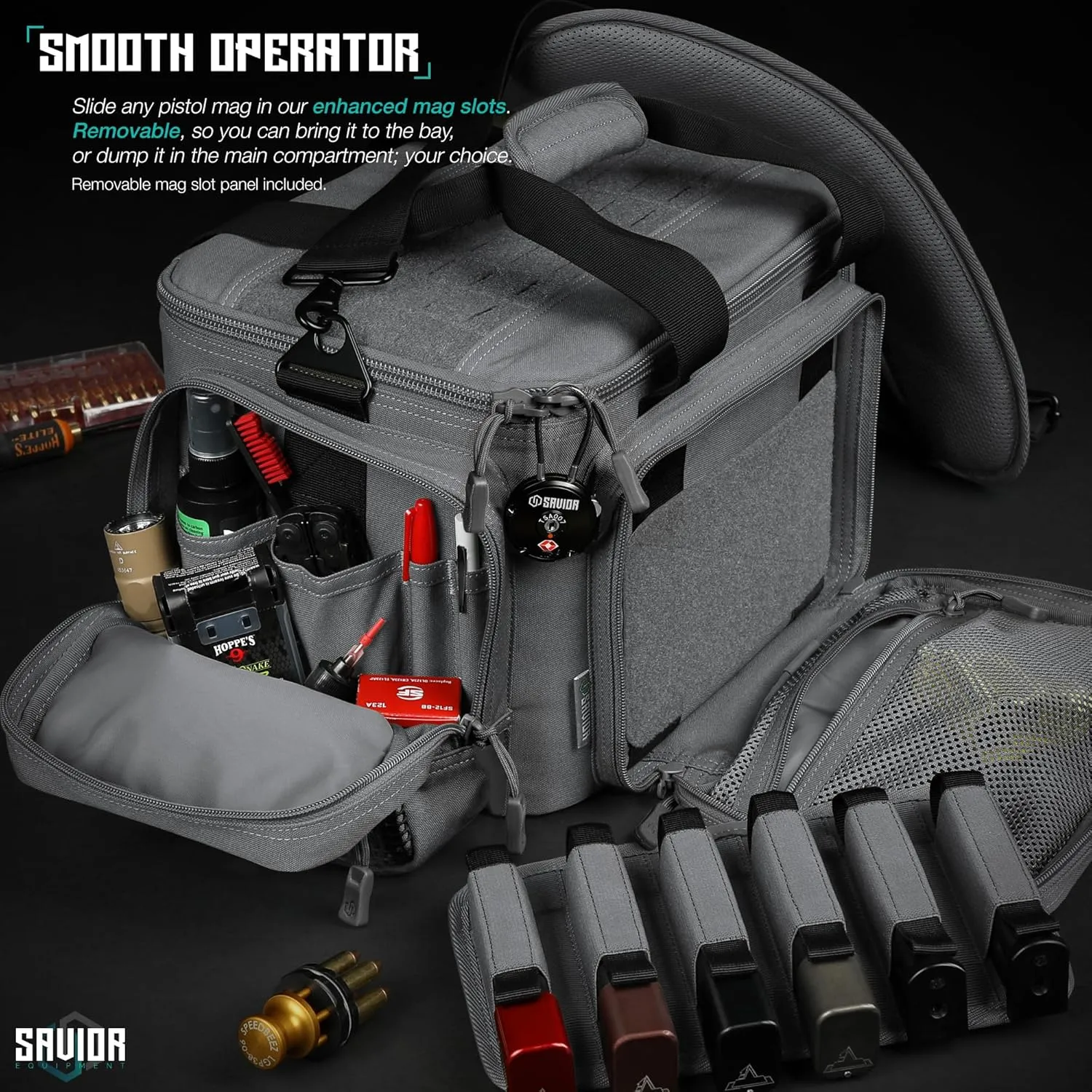 Savior Equipment Specialist Series Tactical Triple Pistol Shooting Range Hunting Duffle Bag Gun Carrying Case, Rigid Compartment Frame, Lockable Zippers, 3 Handgun Sleeves & Shoulder Strap Included