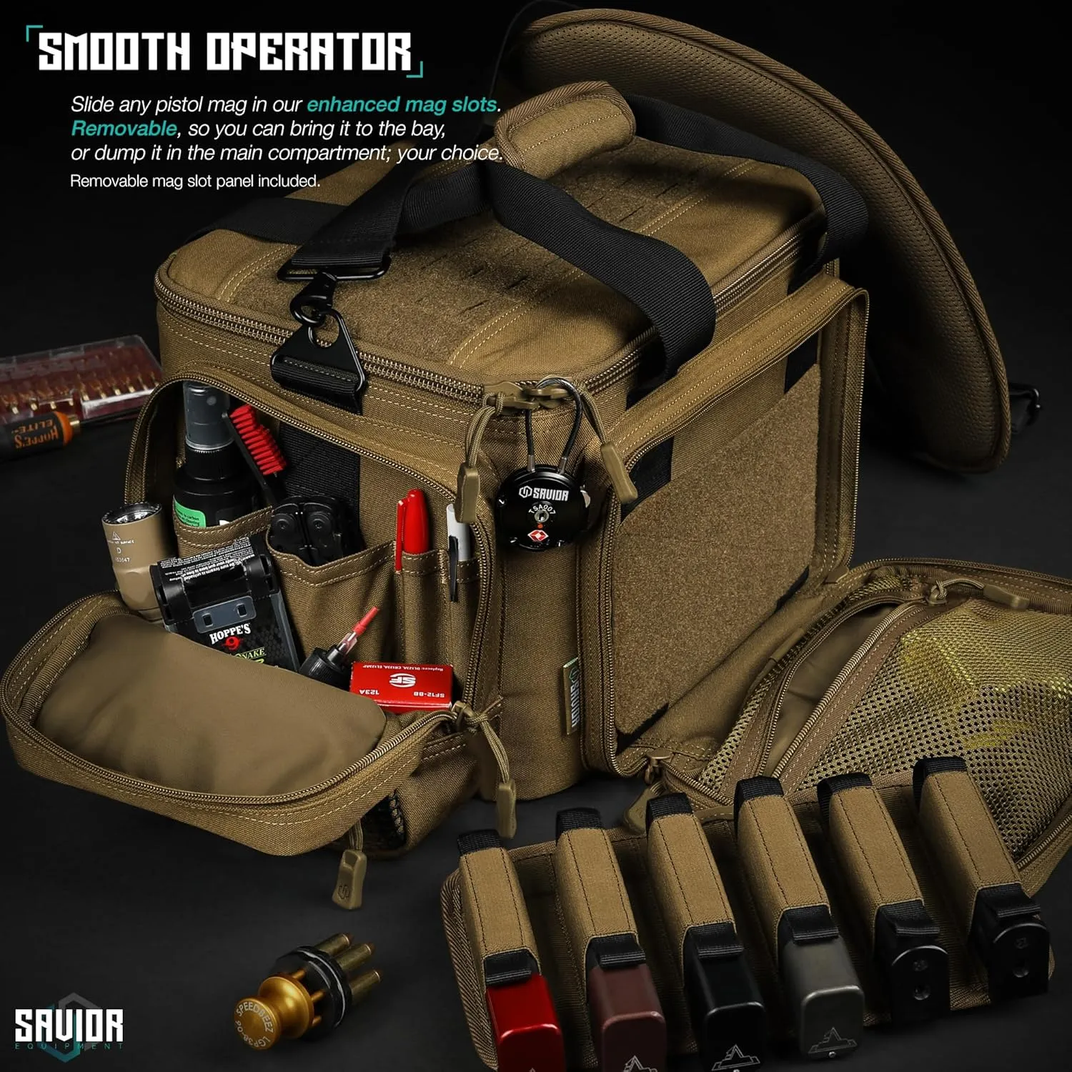Savior Equipment Specialist Series Tactical Triple Pistol Shooting Range Hunting Duffle Bag Gun Carrying Case, Rigid Compartment Frame, Lockable Zippers, 3 Handgun Sleeves & Shoulder Strap Included