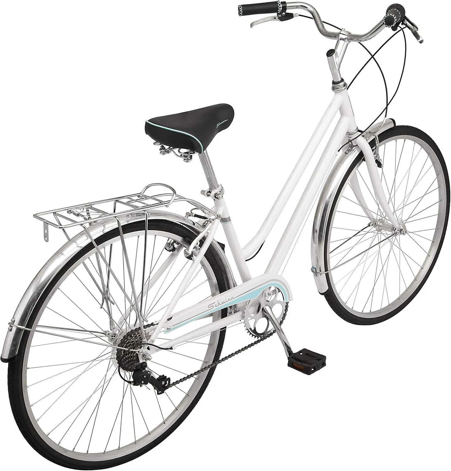 Schwinn Wayfarer Hybrid Bike, 700c Mens and Womens Bike, 7-Speed Hybrid Bicycle, Retro Steel Frame, Front and Rear Linear Pull Brakes, Fenders, Cargo Space, Adult Bicycle