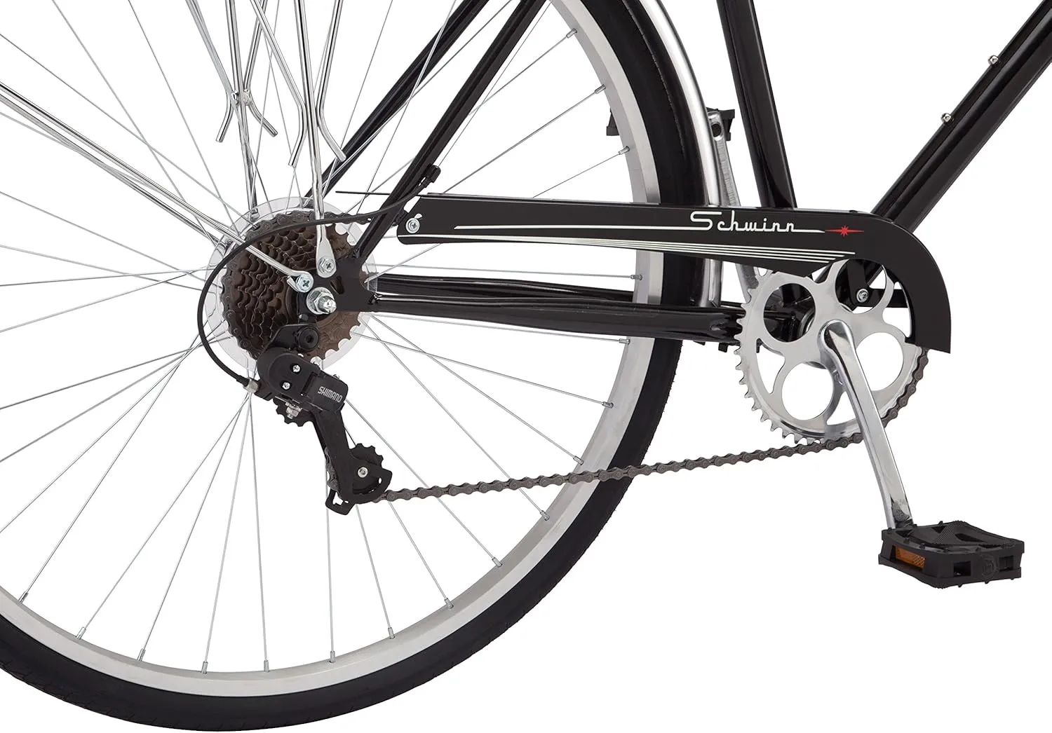 Schwinn Wayfarer Hybrid Bike, 700c Mens and Womens Bike, 7-Speed Hybrid Bicycle, Retro Steel Frame, Front and Rear Linear Pull Brakes, Fenders, Cargo Space, Adult Bicycle