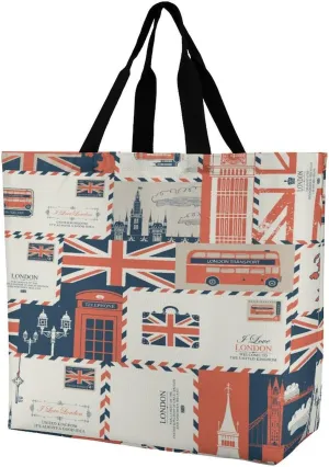 Seamless Pattern with Postage Stamps Theme Large Totes Bag Women's Casual Purses Work Handbags Shopping Bag