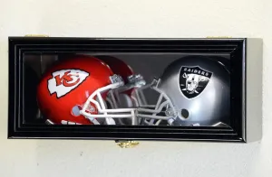 sfDisplay.com,LLC. 2 Mini Helmet Display Case Cabinet Holder Rack w/98% UV - Lockable with Mirror Back (Black Finish)