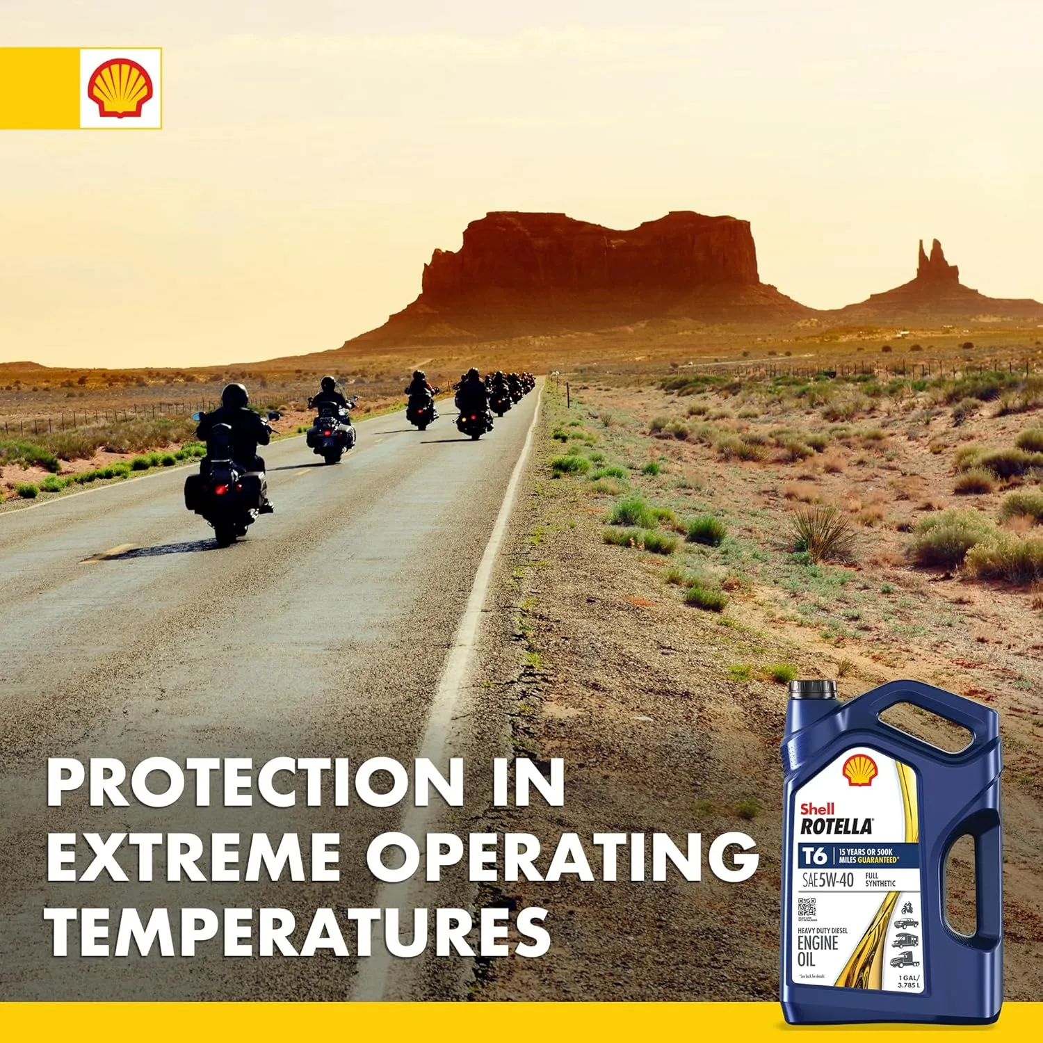 Shell Rotella T6 Full Synthetic 5W-40 Diesel Engine Oil, 1 Gallon