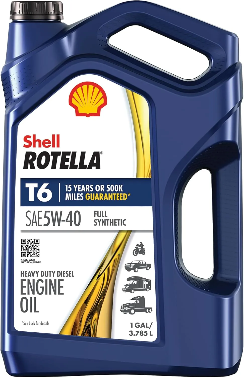 Shell Rotella T6 Full Synthetic 5W-40 Diesel Engine Oil, 1 Gallon