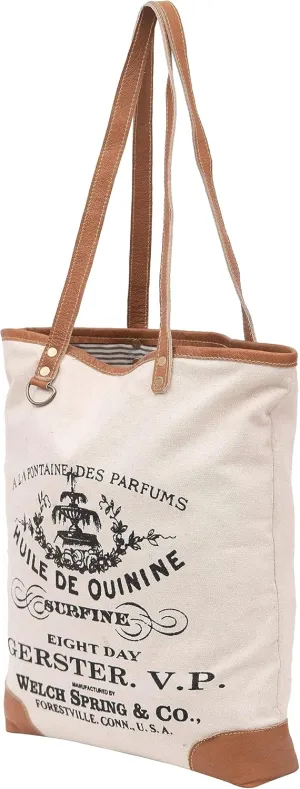 Shy Shy Let's Touch The Sky Leather Bags Bicycle Upcycled Canvas Tote Bag White Tan, Khaki, Brown
