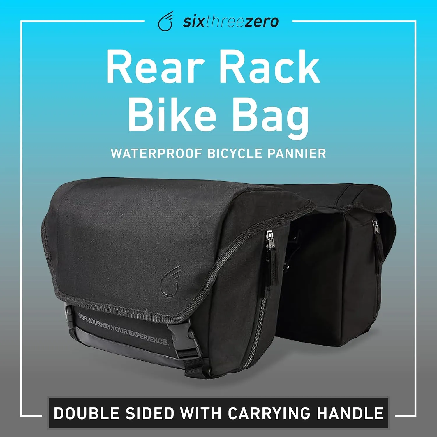 sixthreezero Dual Sided Bike Bag for Rear Rack, Waterproof Universal Bicycle Double Pannier Storage Bags, Cargo Trunk with Carry Handle
