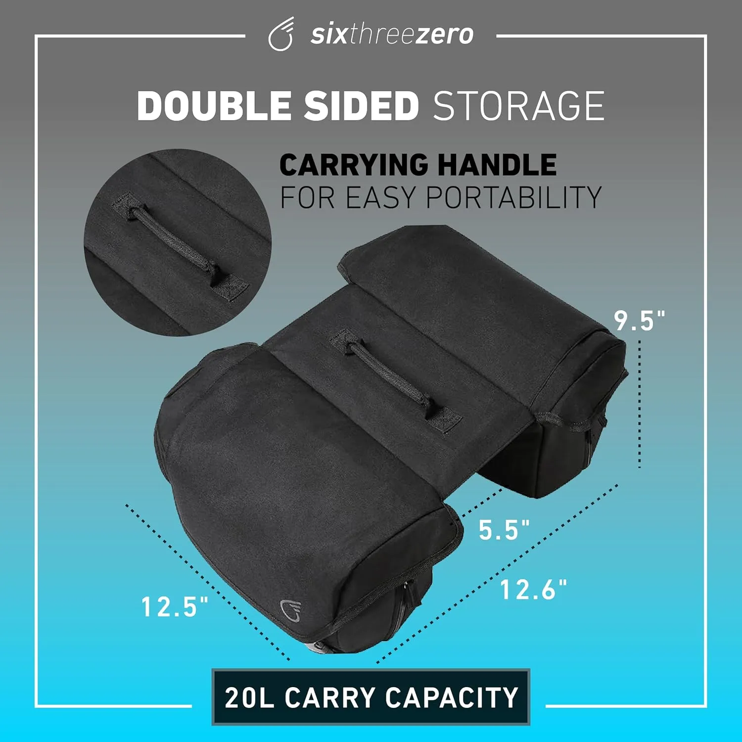sixthreezero Dual Sided Bike Bag for Rear Rack, Waterproof Universal Bicycle Double Pannier Storage Bags, Cargo Trunk with Carry Handle