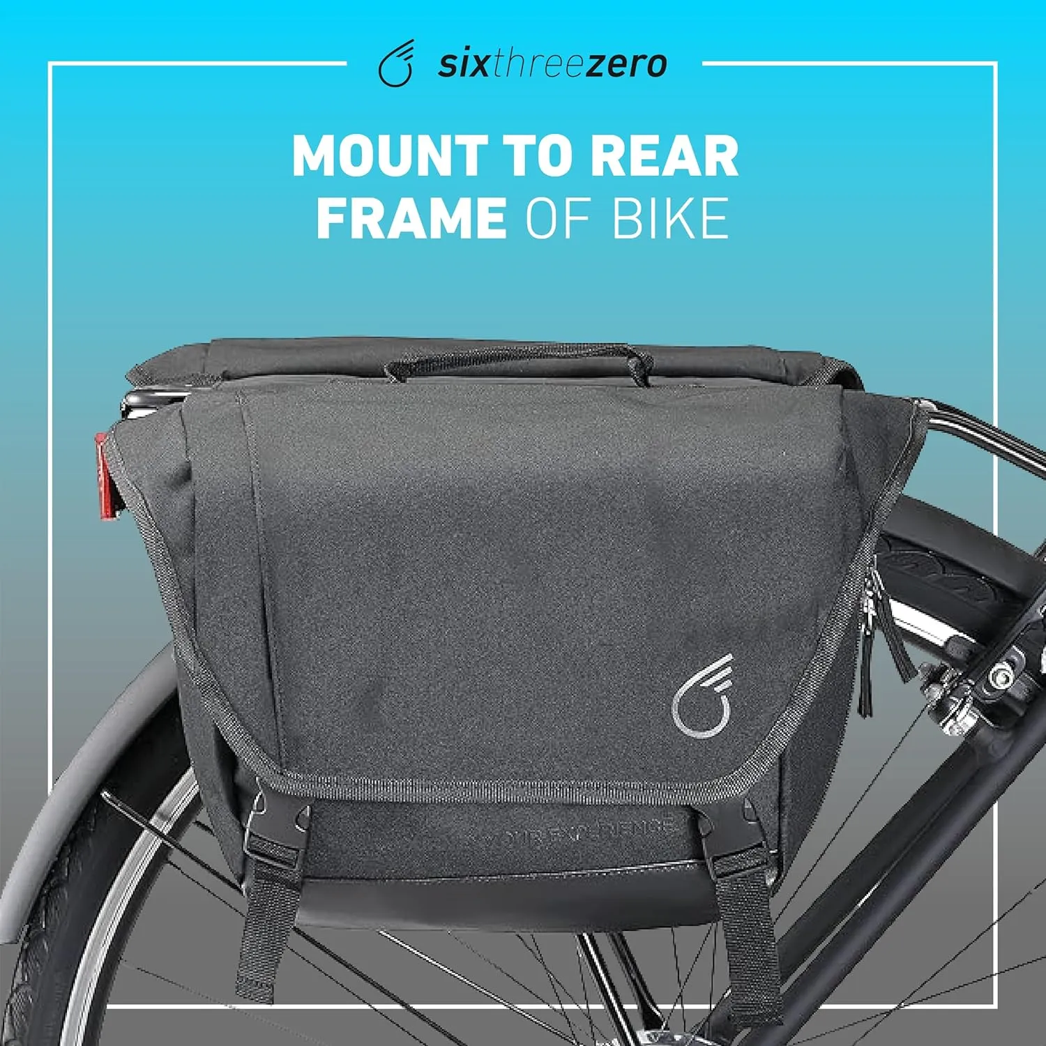 sixthreezero Dual Sided Bike Bag for Rear Rack, Waterproof Universal Bicycle Double Pannier Storage Bags, Cargo Trunk with Carry Handle