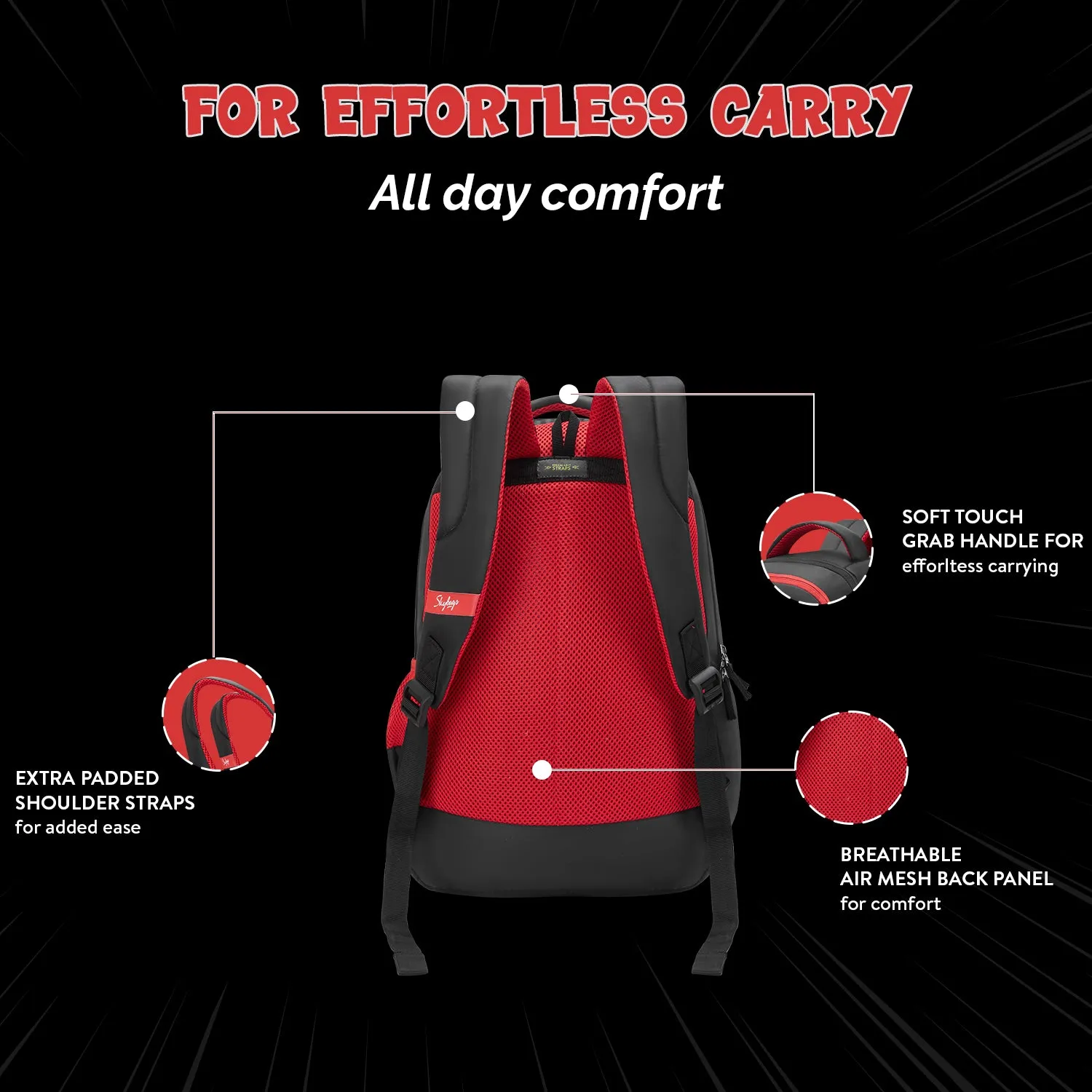 Skybags KYRO RC 03 SCBP REBEL RED BLACK
