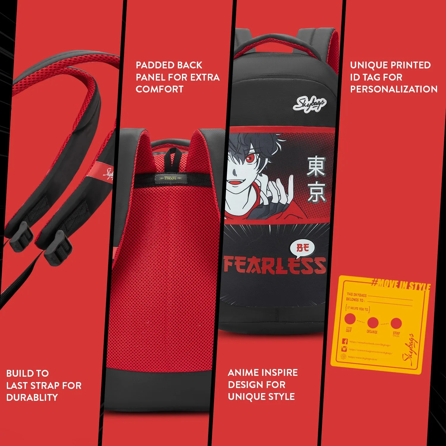 Skybags KYRO RC 03 SCBP REBEL RED BLACK