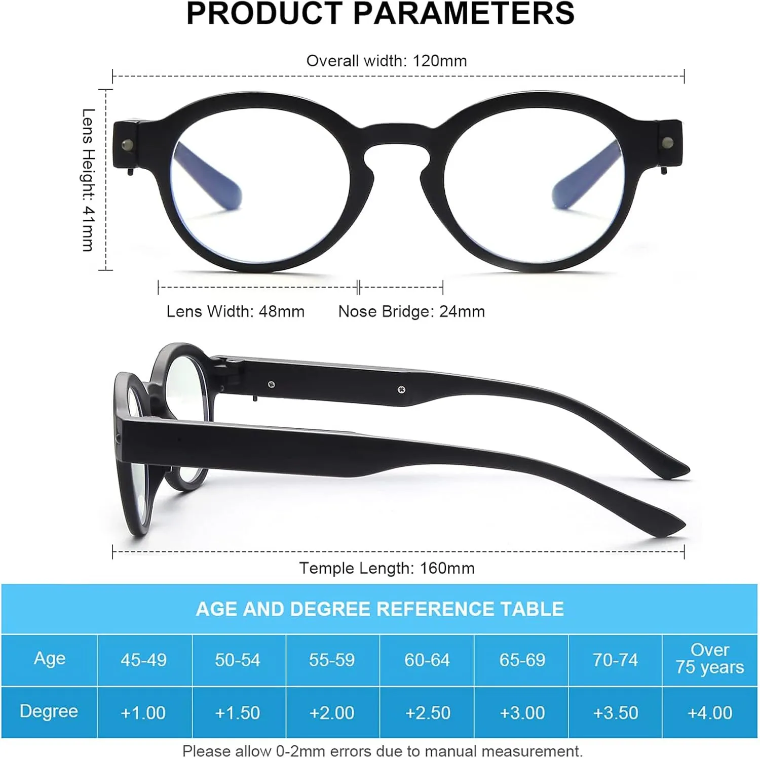 SKYWAY Rechargeable Reading Glasses with Lighted Reading Glasses for Men Women, Lighted Readers with Anti Blue Light Lens