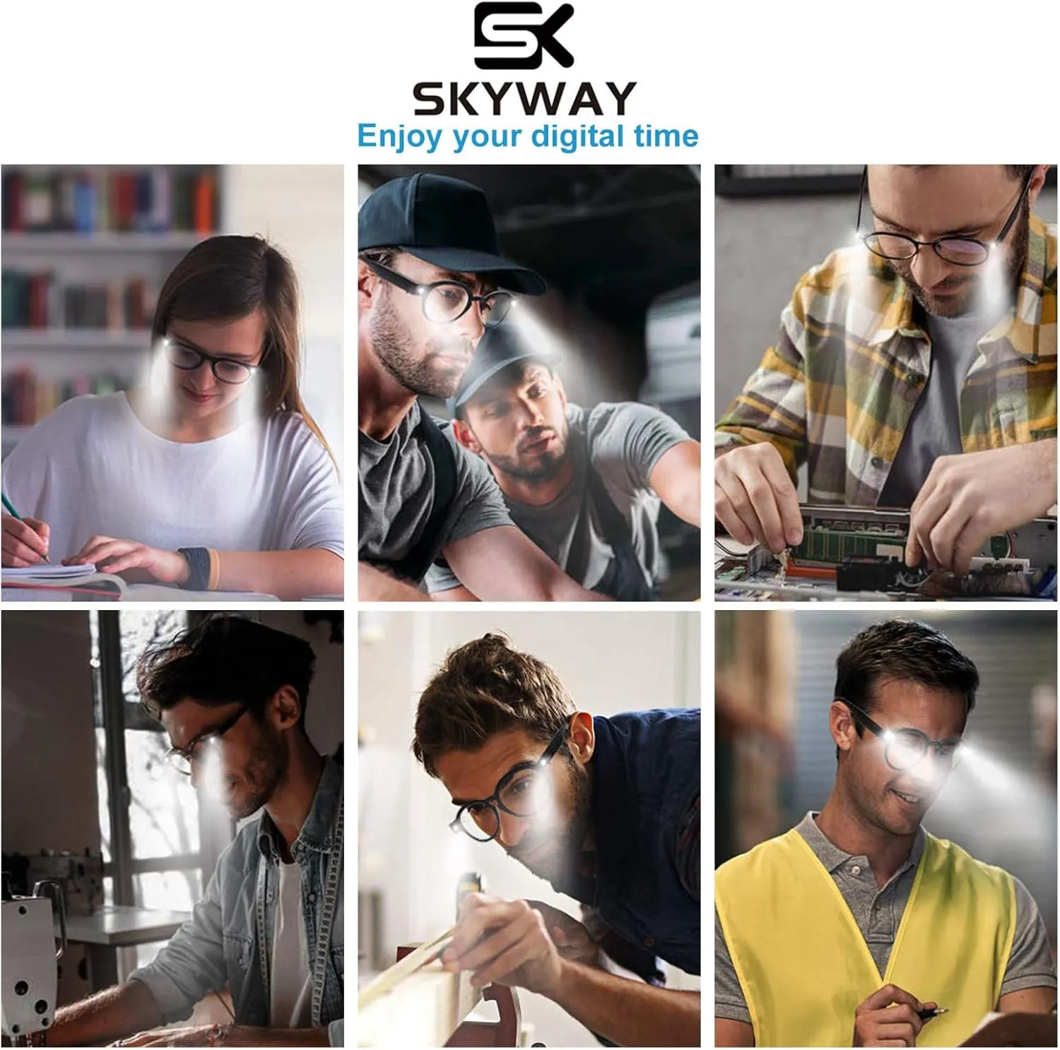 SKYWAY Rechargeable Reading Glasses with Lighted Reading Glasses for Men Women, Lighted Readers with Anti Blue Light Lens