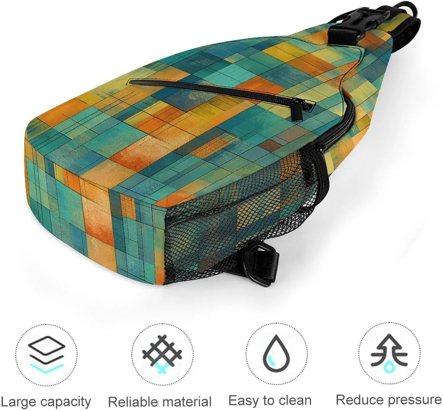 Sling Backpack Crossbody for Man Woman Green And Blue Cross Body Adjustable Chest Bag