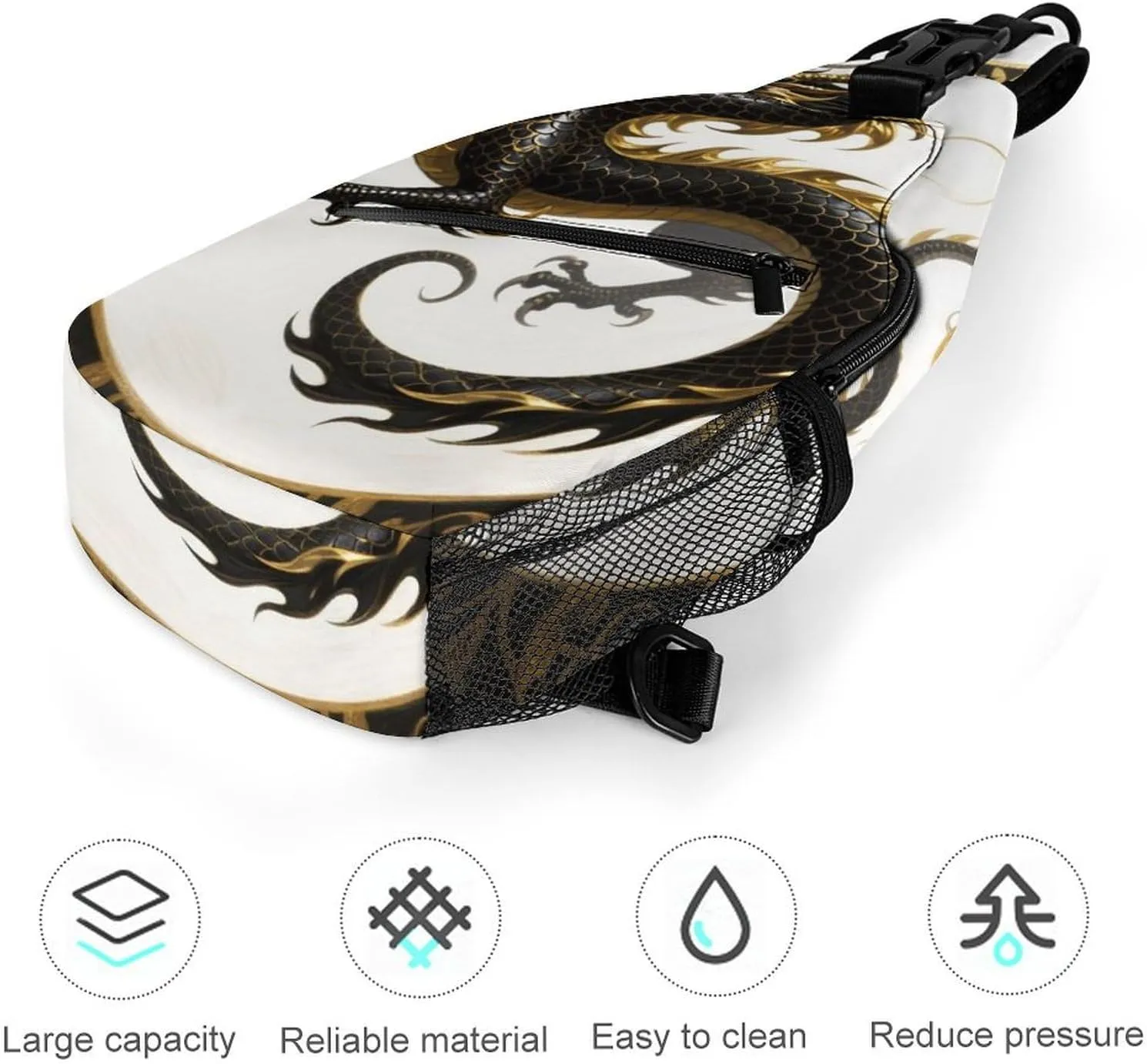 Sling Bag Backpack for Men Women Multipurpose Anti-Theft Outdoor Sport Daypack Travel Bag Tactical Satchel, Chinese Dragons Art Chest Day Backpack