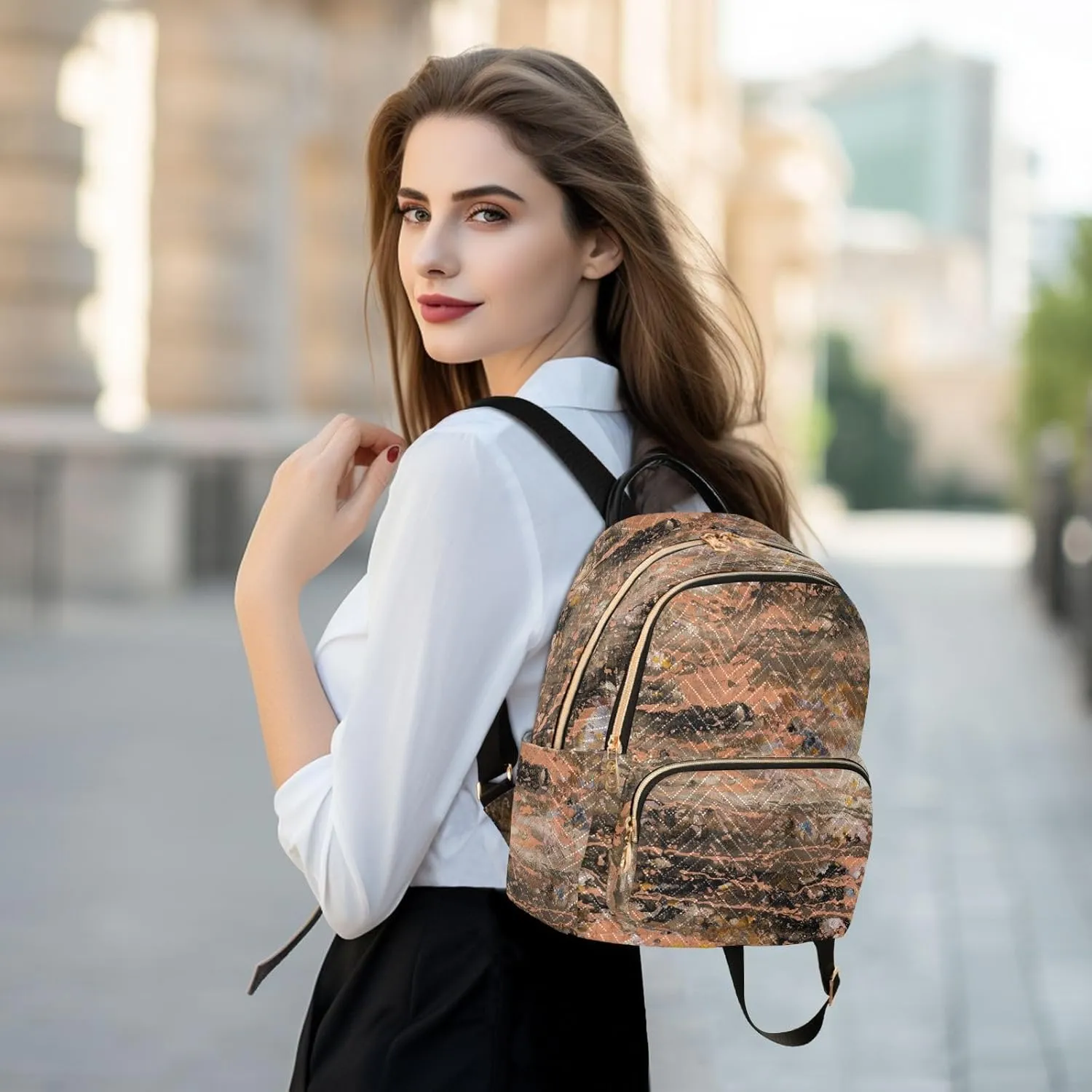 Small Backpack for Women Quilted Backpack Fashion Shoulder Bag Casual Daypack with Leather Carrying Handle(Pattren 4)