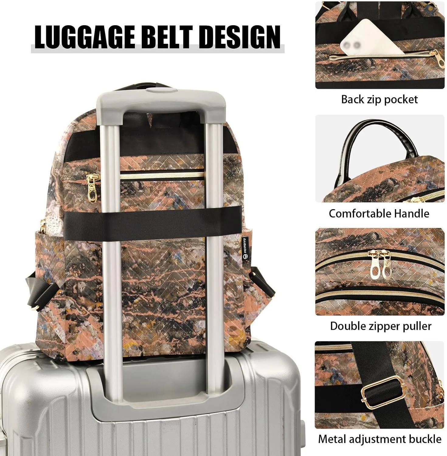 Small Backpack for Women Quilted Backpack Fashion Shoulder Bag Casual Daypack with Leather Carrying Handle(Pattren 4)